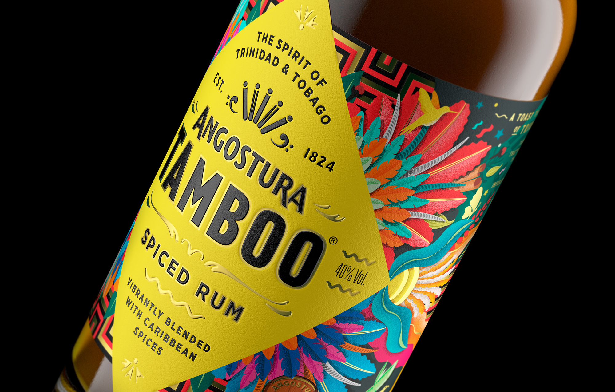 Tamboo朗姆酒包裝設(shè)計(jì)這樣做賦予品牌一種大膽而充滿活力的態(tài)度(圖2)