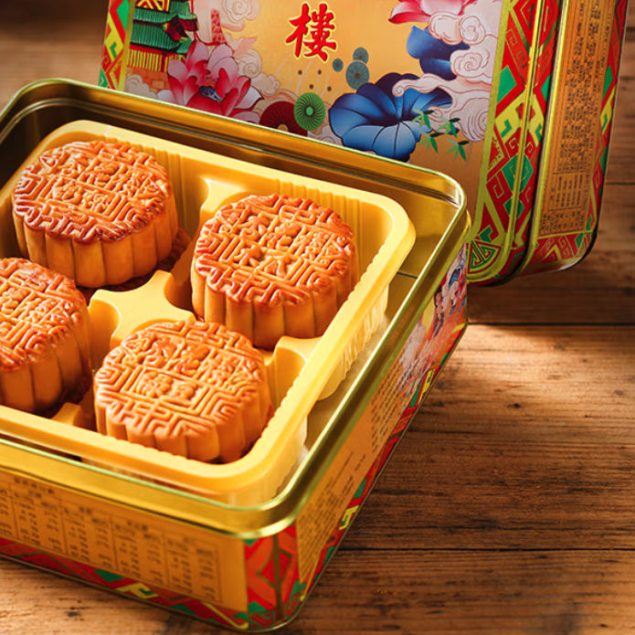 杏花樓 廣式月餅 8餅6味 800g 鐵盒裝包裝禮盒產品包裝創意設計欣賞(圖4)