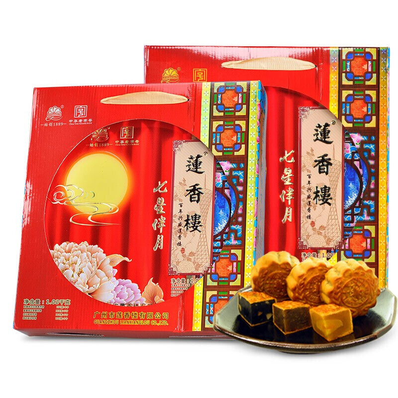蓮香樓 七星伴月 廣式月餅 8餅4味 1.02kg 禮盒裝包裝禮盒產(chǎn)品包裝創(chuàng)意設(shè)計(jì)欣賞(圖2)