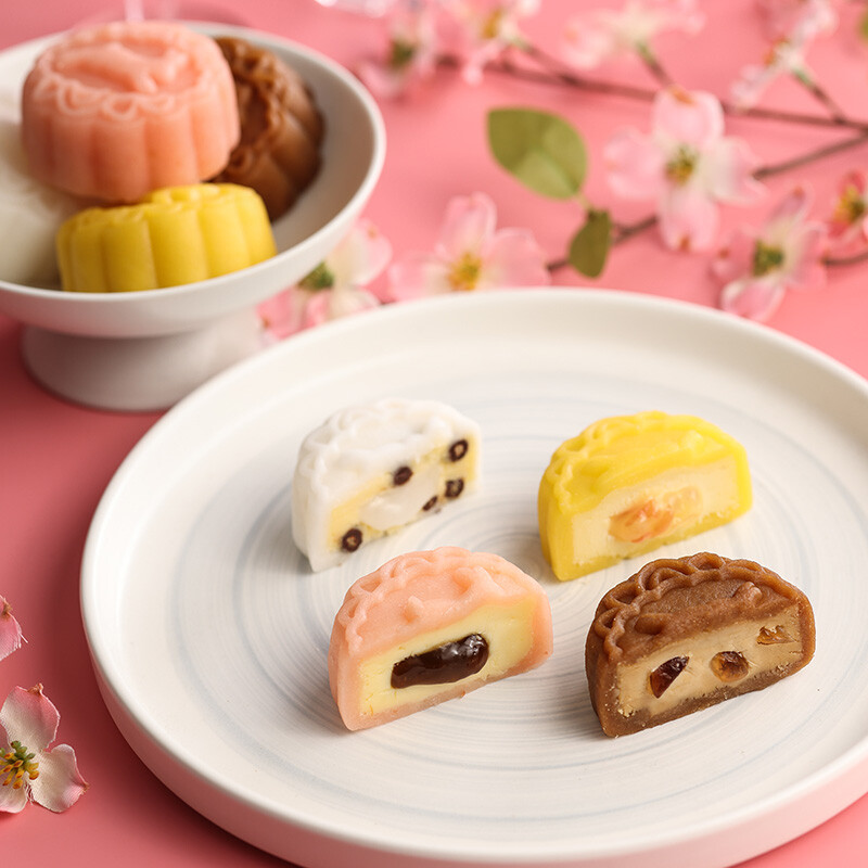 利口福 粉芝戀人 法式乳酪冰皮月餅禮盒 8餅4味 480g包裝禮盒產品包裝創意設計欣賞(圖4)