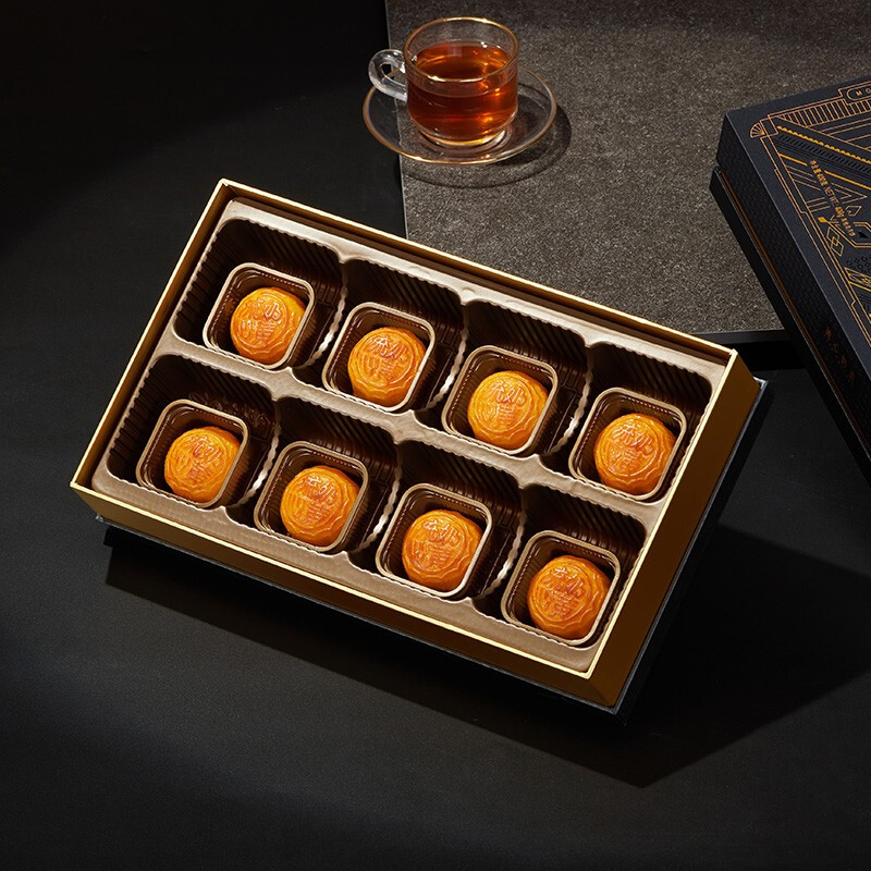 Huamei 華美 黑松露流心奶黃廣式月餅 400g 禮盒裝包裝禮盒產品包裝創意設計欣賞(圖5)