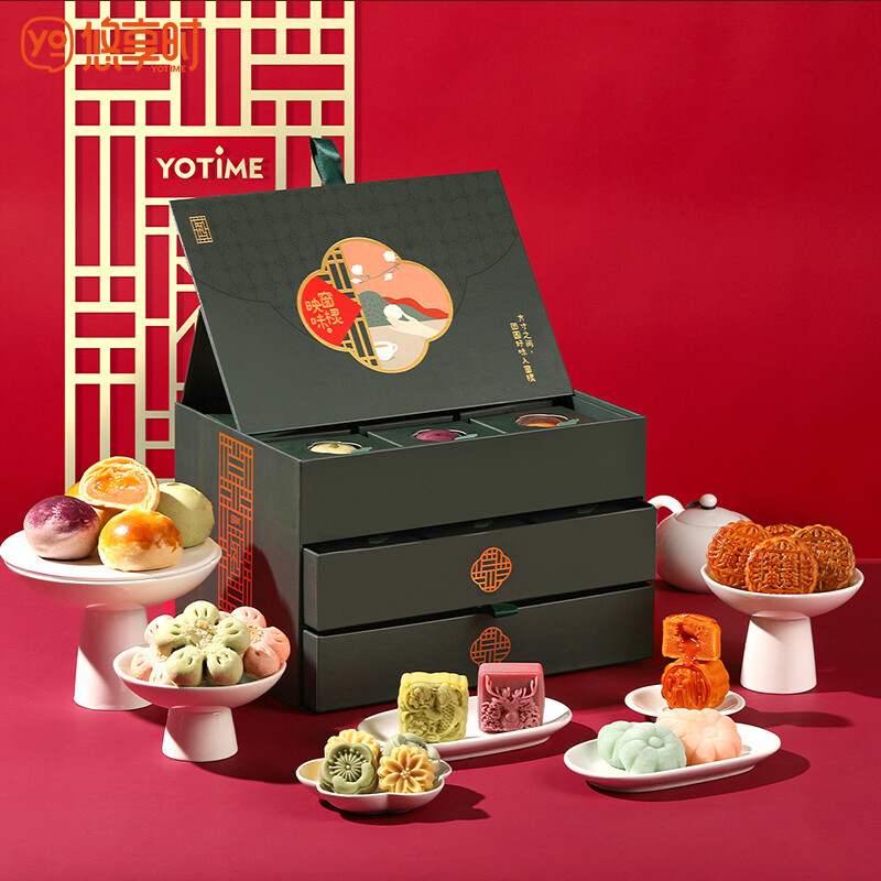 YOTIME 悠享時 窗欞映味 廣式月餅 24餅16味 1.102kg 三層禮盒裝包裝禮盒產品包裝創意設計欣賞(圖2)