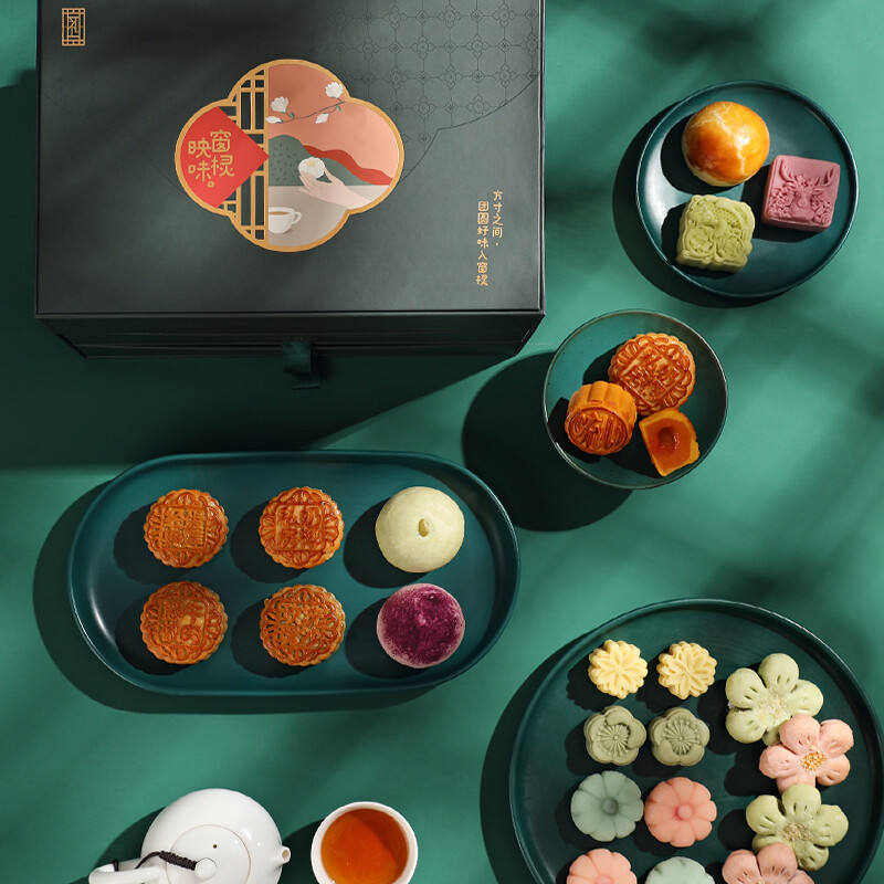 YOTIME 悠享時 窗欞映味 廣式月餅 24餅16味 1.102kg 三層禮盒裝包裝禮盒產品包裝創意設計欣賞(圖4)