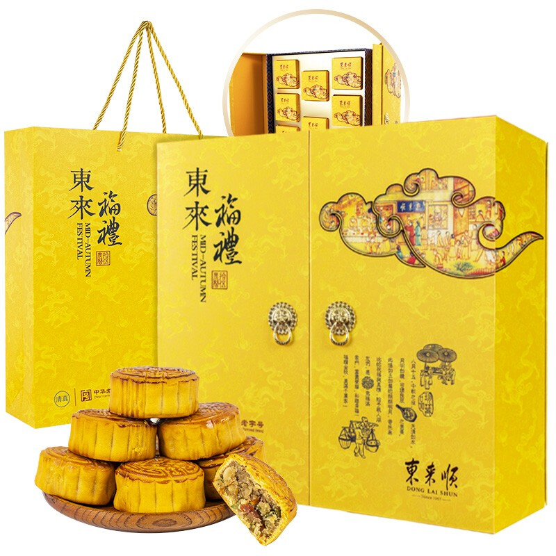 東來順 東來福禮 京式月餅禮盒 8餅6味 640g包裝禮盒產品包裝創意設計欣賞(圖1)