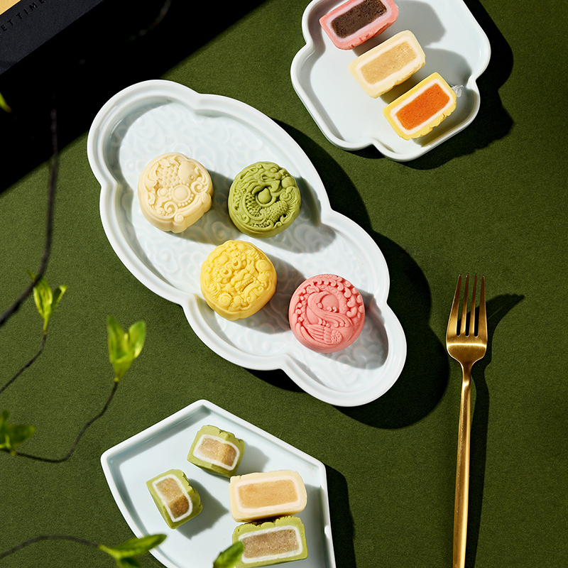 YOTIME 悠享時 玉瑞呈祥·桃山月餅禮盒 8餅4味 464g包裝禮盒產品包裝創意設計欣賞(圖4)