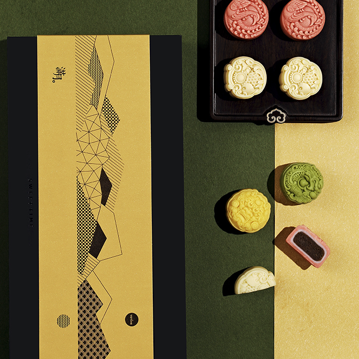 YOTIME 悠享時 玉瑞呈祥·桃山月餅禮盒 8餅4味 464g包裝禮盒產品包裝創意設計欣賞(圖5)