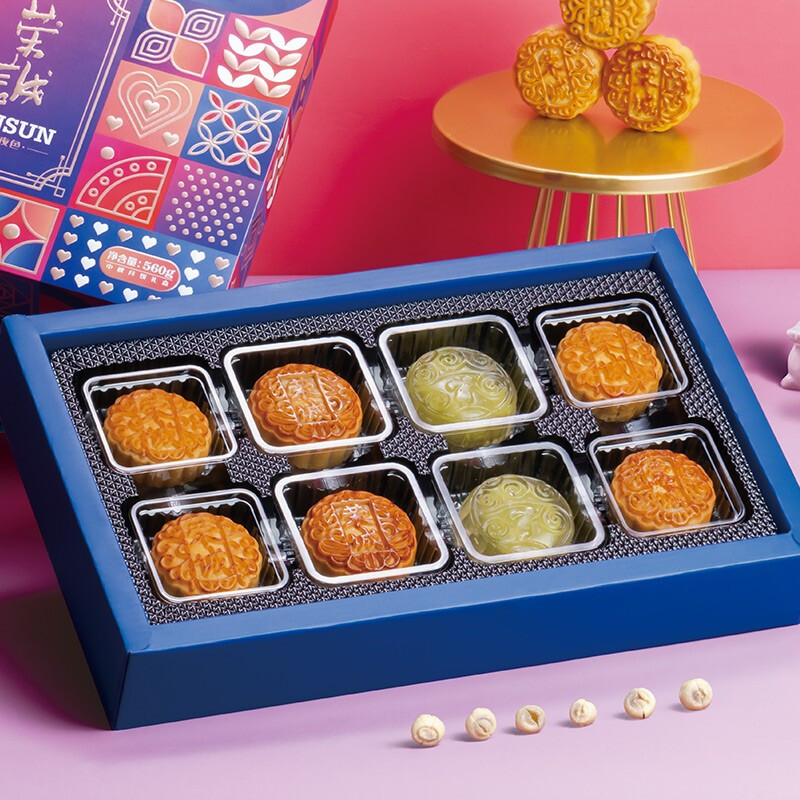 榮誠月餅 夢幻夜色 廣式月餅 8餅4味 560g 禮盒裝包裝禮盒產品包裝創意設計欣賞(圖3)