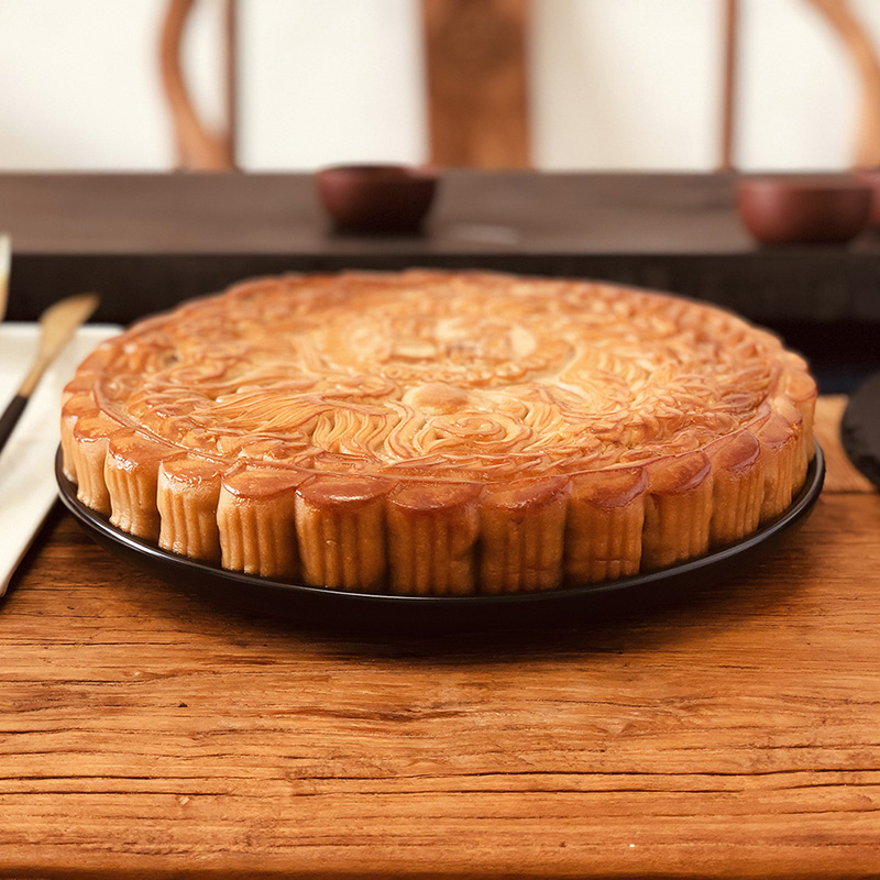 竹園島 廣式伍仁金腿大月餅 1kg 禮盒裝包裝禮盒產品包裝創意設計欣賞(圖5)