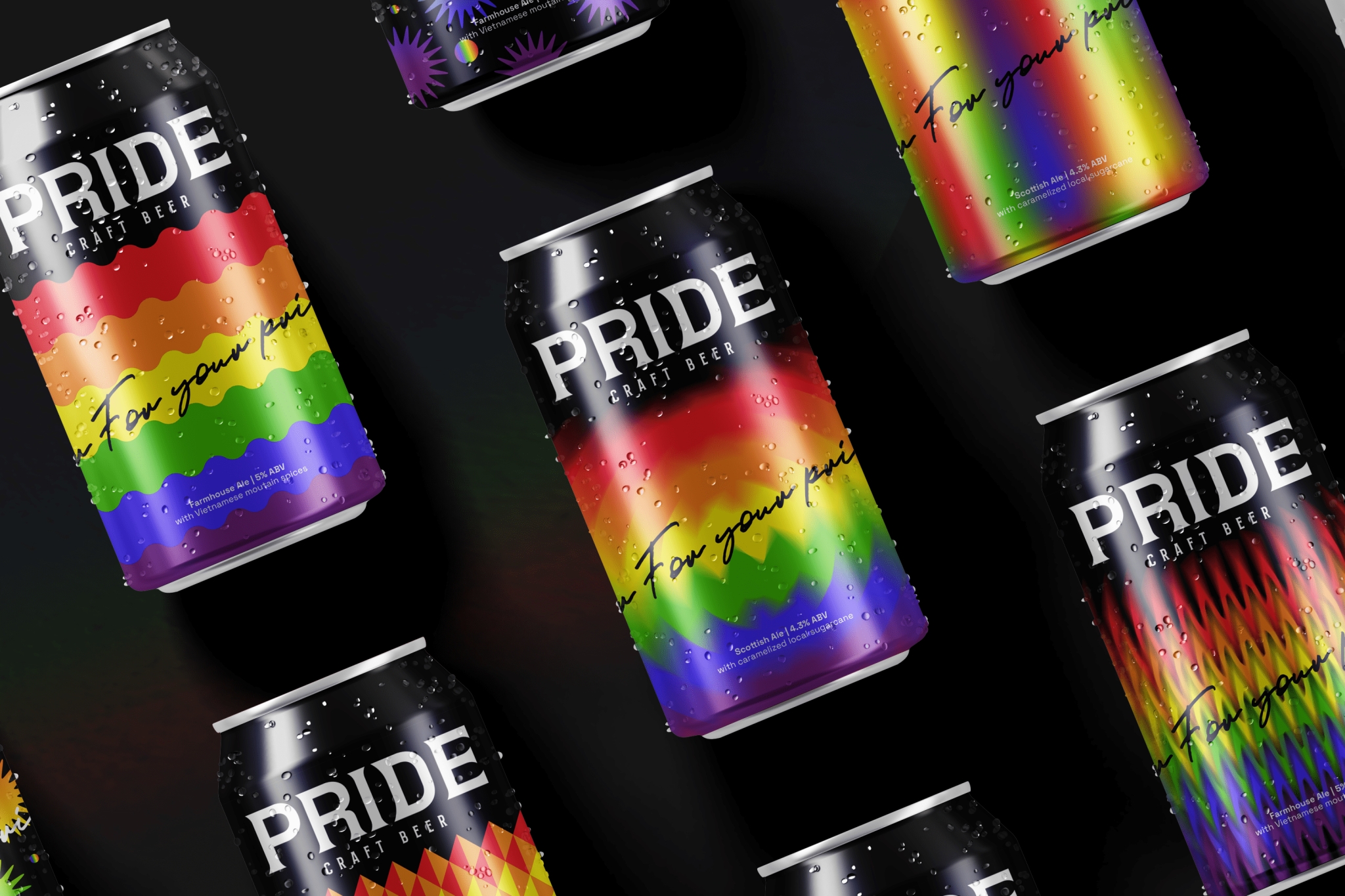 六種不同色調(diào)的灌裝啤酒包裝設(shè)計(圖1)