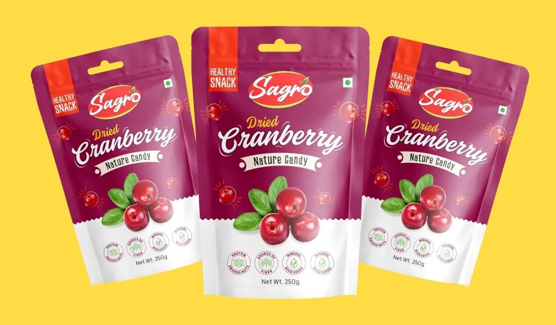 蔓越莓果干包裝設計，吸引消費者的眼球并展示產品的優勢(圖1)