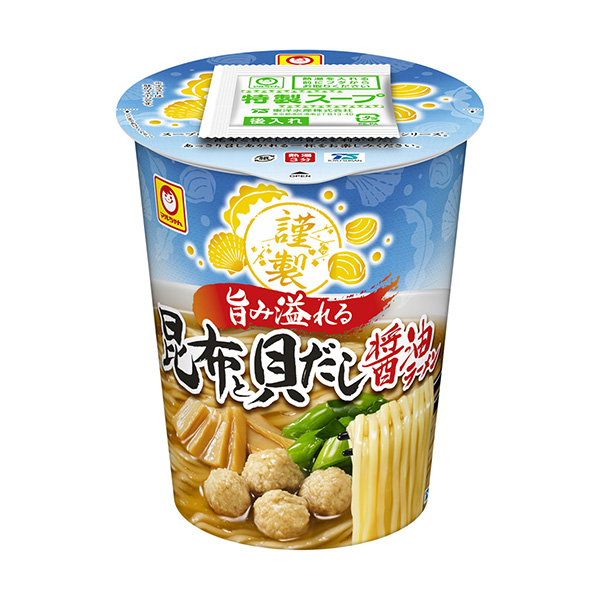 馬爾先生謹制風味十足的海帶和貝類醬油拉面東洋水產面類包裝設計(圖1)