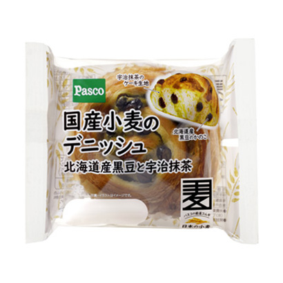 國產小麥的丹麥酥皮北海道產黑豆和宇治抹茶敷島制面包面包麥片類包裝設計(圖1)