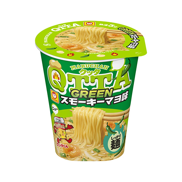 包裝設計欣賞MARUCHAN QTTA＜GREEN煙熏蛋醬味＞ (東洋水產) (圖1)