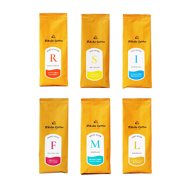 包裝設(shè)計(jì)欣賞米卡德＜常規(guī)混合＞ ＜明星混合＞ ＜冰咖啡＞ ＜法式烤＞ ＜摩卡混合＞ ＜淡混合＞ (米卡德咖啡商會) (圖1)