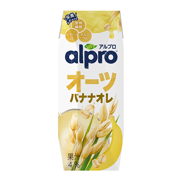包裝設(shè)計(jì)欣賞Alpro ＜美味的食物纖維、燕麥、香蕉、香味豐富的香蕉味道＞ (達(dá)能日本) (圖1)